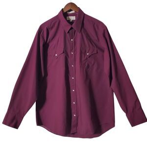 Vintage Sheplers Shirt 17-36 (L) Western Pearl Snap Long Sleeve Plum Mens